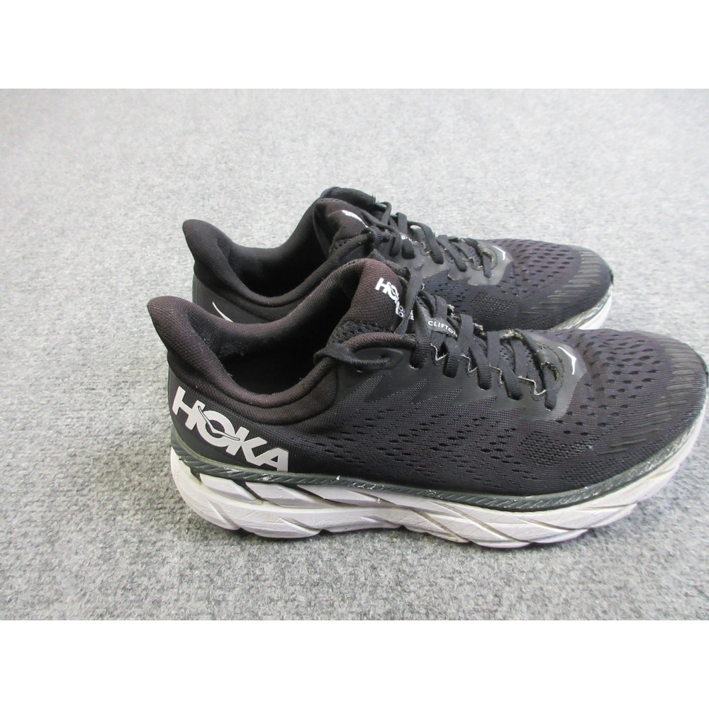 Hoka One One Clifton 7 Shoes Mens Size 10 Black Running Sneakers 1110508 BWHT